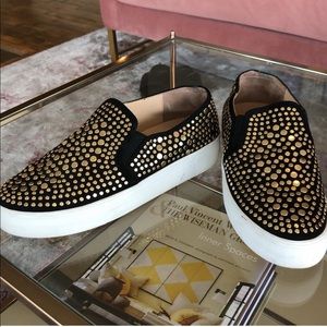 Vince Camuto black suede studded sneakers